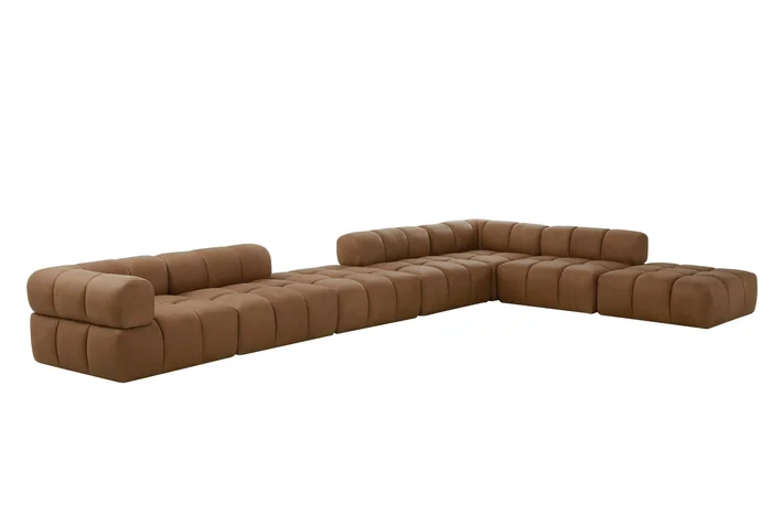 Divani Casa Everest – Modern Brown Leather Modular Armless Sectional Seat