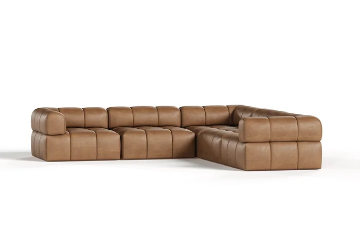 Divani Casa Everest – Modern Brown Leather Modular Sectional Sofa-5-Piece Sectional