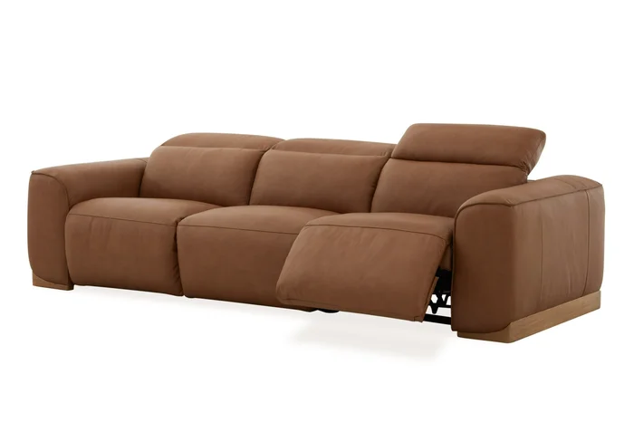Divani Casa Hagerty – Modern Brown Leather Sofa with 2 Power Recliners