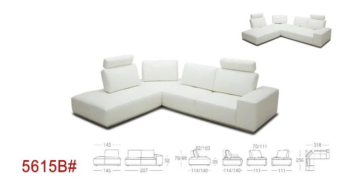 Divani Casa Martha – Modern White Leather Right Facing Sectional Sofa