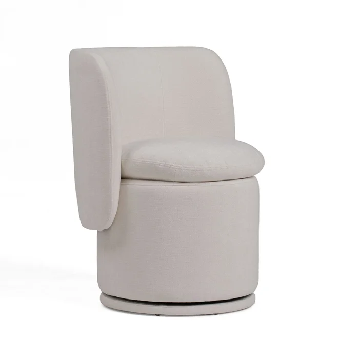 Divani Casa Norris – Modern Ivory Fabric Swivel Dining Chair
