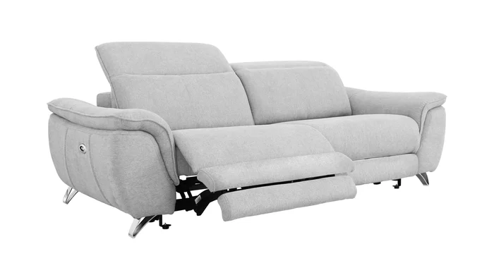Divani Casa Paul – Contemporary Grey Fabric Loveseat w/ Electric Recliners