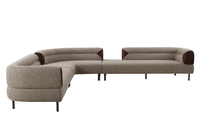 Divani Casa Plume – Modern Brown Fabric Sectional Sofa