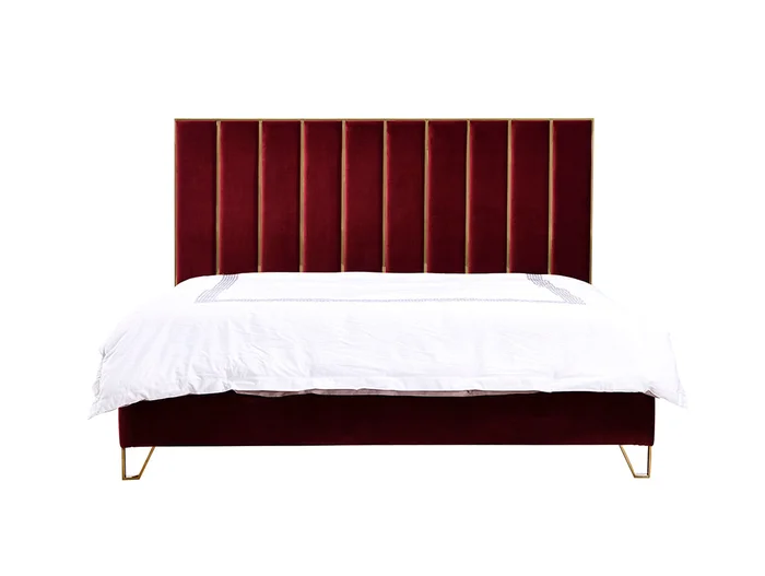 Divani Casa Reyes Modern Red Velvet & Gold Bed