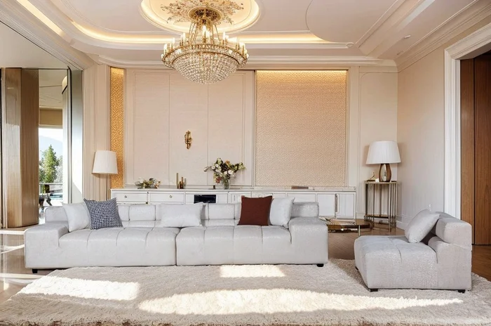 Divani Casa Rhonda – Modern Beige Fabric Modular Sectional Sofa