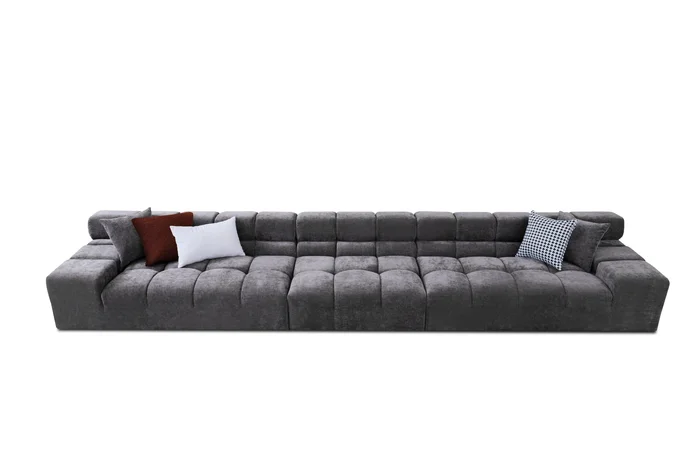 Divani Casa Rhonda – Modern Grey Fabric 4-Seater Sofa