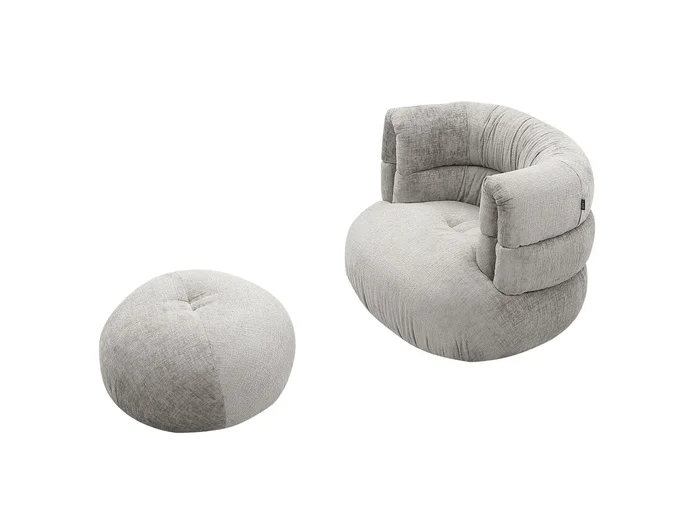 Divani Casa Shay – Modern Grey Fabric Accent Chair + Ottoman
