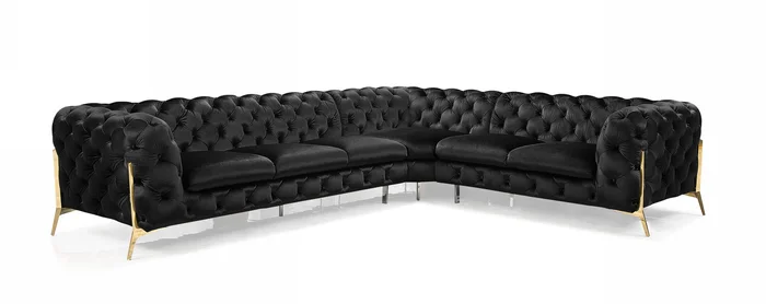 Divani Casa Sheila – Modern Black Velvet Sectional Sofa