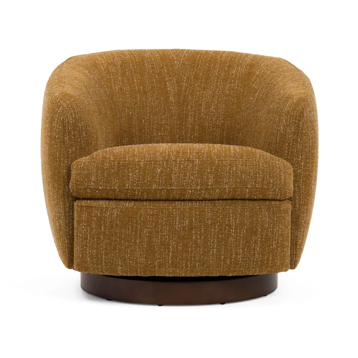 Divani Casa Wendt – Modern Mustard Fabric Swivel Accent Chair