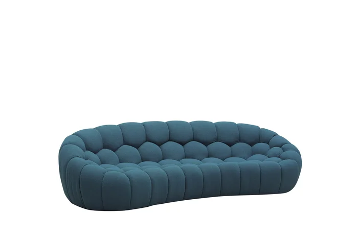 Divani Casa Yolonda – Modern Curved Dark Teal Fabric Sofa