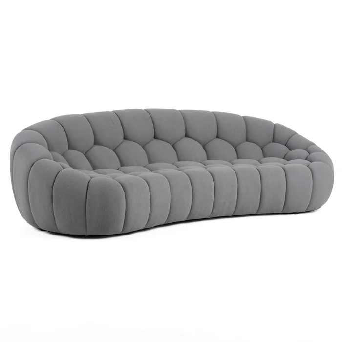 Divani Casa Yolonda – Modern Curved Light Grey Fabric Sofa