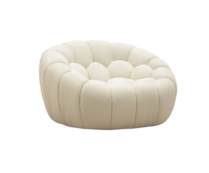 Divani Casa Yolonda – Modern Curved Off-White Fabric Chair