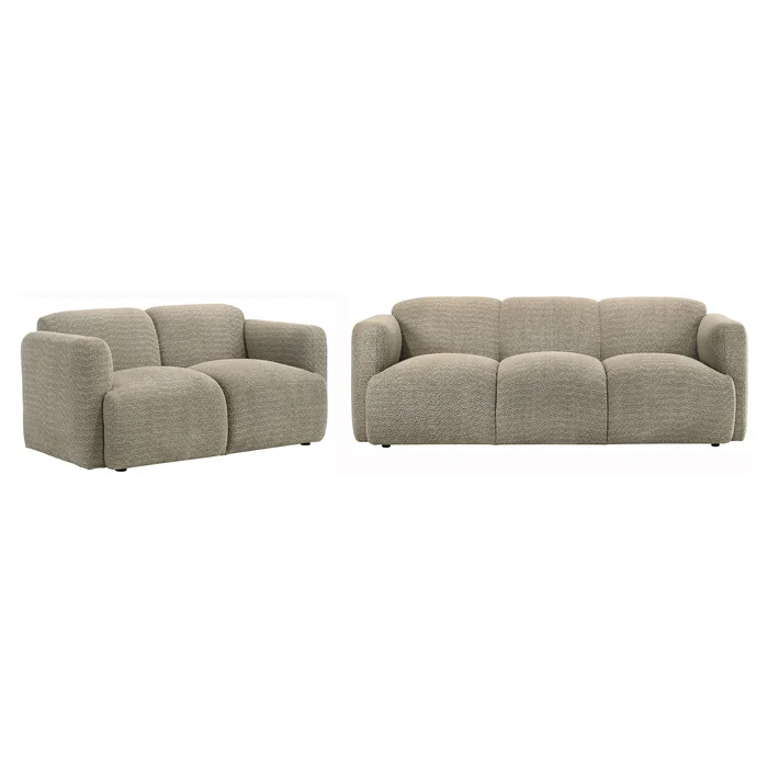 Dorset 2-piece Upholstered Round Track Arm Sofa Set Brown