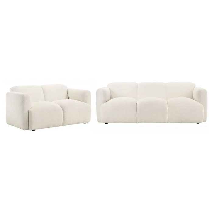 Dorset 2-piece Upholstered Round Track Arm Sofa Set White