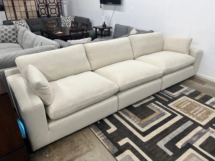 Dreamscape 140″ Three Piece Feather Cloud Sofa