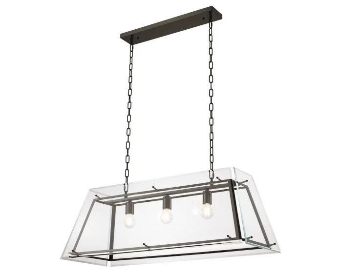 Eichholtz Azure Large Bronze Finish Bevelled Glass E26 Chandelier