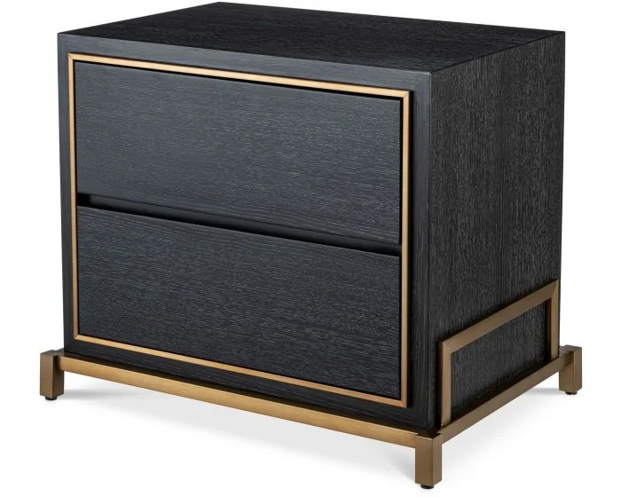 Eichholtz Bedside Table Hazel Charcoal Grey Oak Veneer