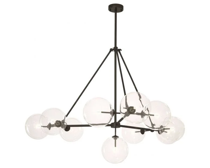 Eichholtz Bermude Bronze Finish Clear Glass G4 Chandelier