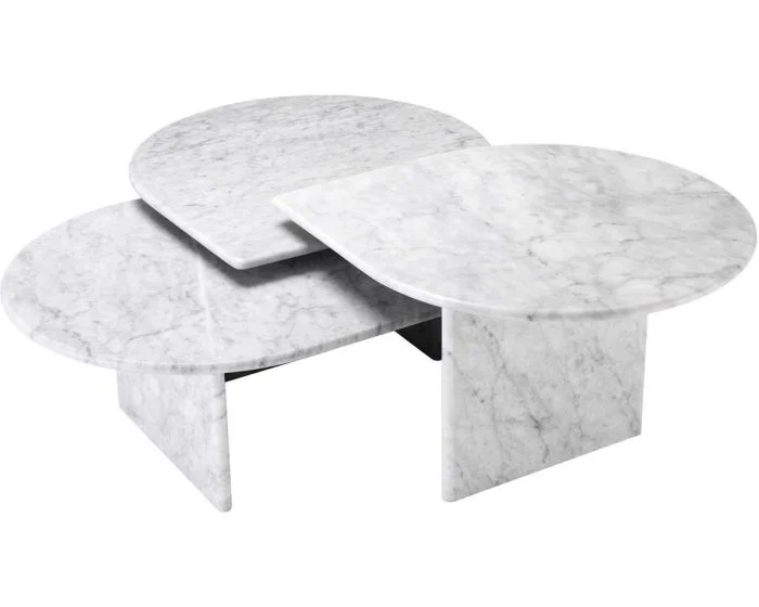 Eichholtz Coffee Table Naples White Carrera Marble – Set of 3