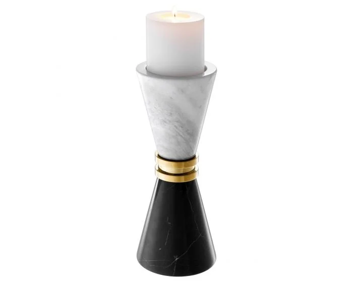 Eichholtz Diabolo Black/White Marble Candle Holder