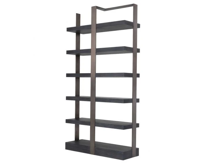 Eichholtz Geo Charcoal Grey Crown Oak Veneer Cabinet