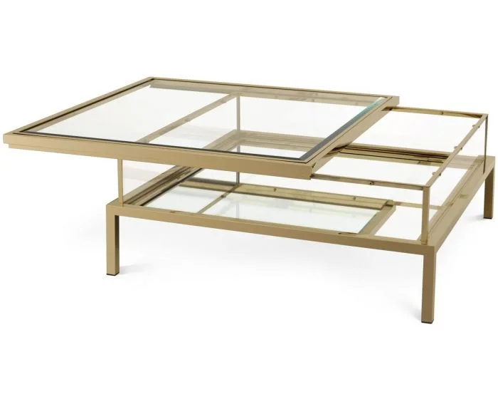 Eichholtz Harvey Coffee Table Sliding Top in Brushed Brass
