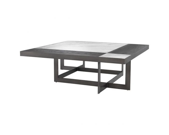 Eichholtz Hermoza Mocha Crown Oak Veneer Bronze Coffee Table