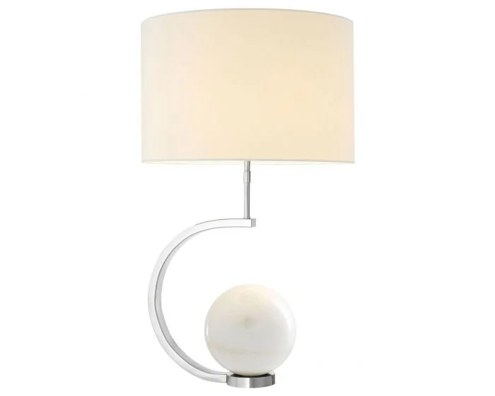Eichholtz Luigi Nickel Finish White Shade E26 Table Lamp
