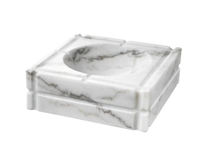 Eichholtz Nestor Honed White Marble Ashtray