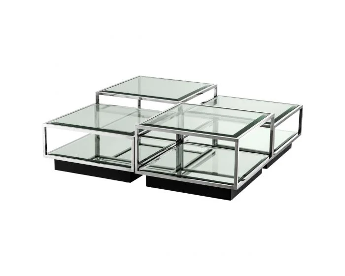 Eichholtz Tortona Polished Stainless Steel S/4 Coffee Table