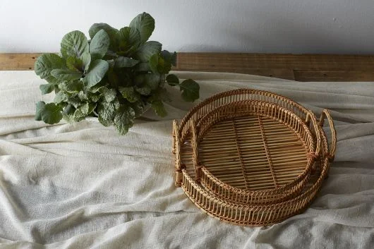 Elbi Tray Set Of 3 By Accent Decor – Natural – Fibers – 66981