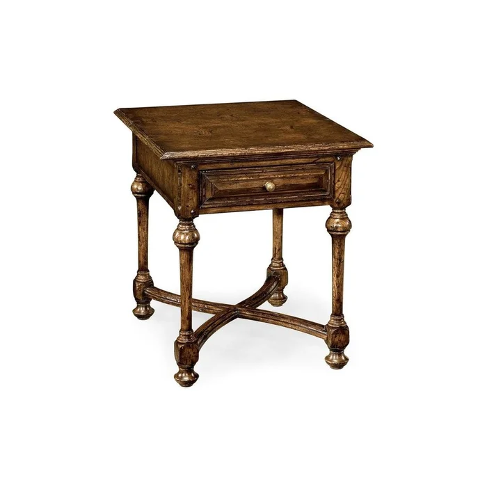 Elizabethan Style Dark Oak Square Side Table