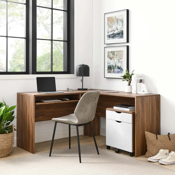 Envision Wood Desk And File Cabinet Set By Modway – EEI-5823-WAL-WHI – Walnut White