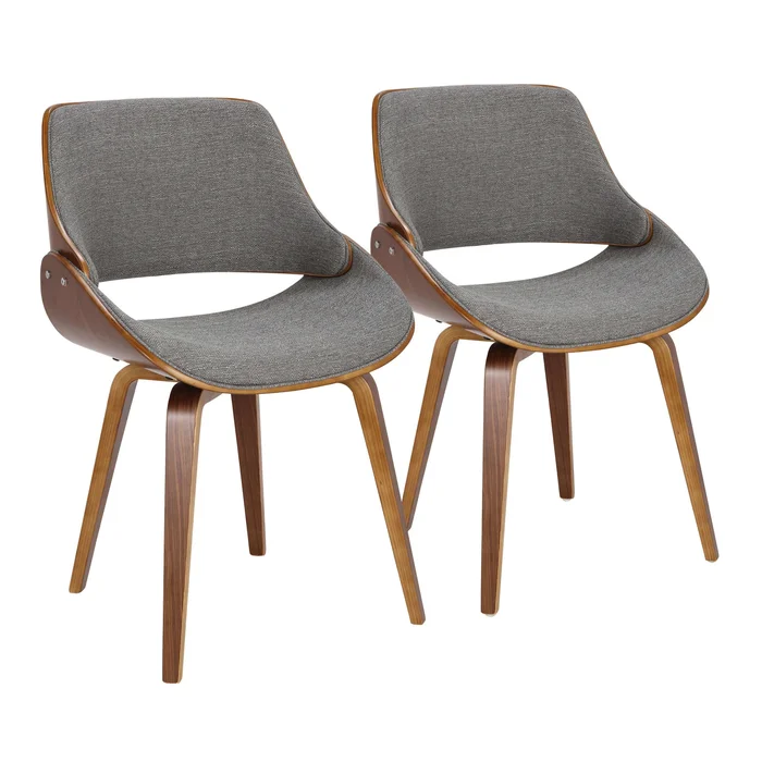 Fabrizzi – Mid-Century Modern Dining / Chair (Set of 2) – Walnut / Gray