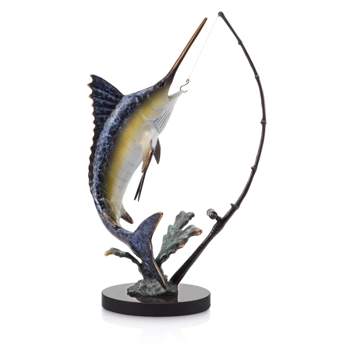 Fighting Marlin with Tackle By SPI Home – 15in Height