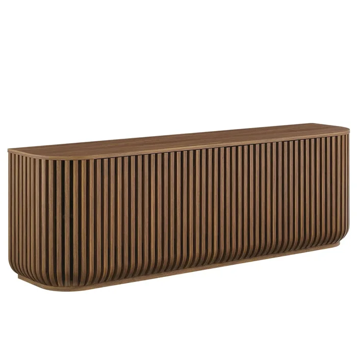 Fortitude 75″ Curved Sideboard Storage Cabinet in Walnut