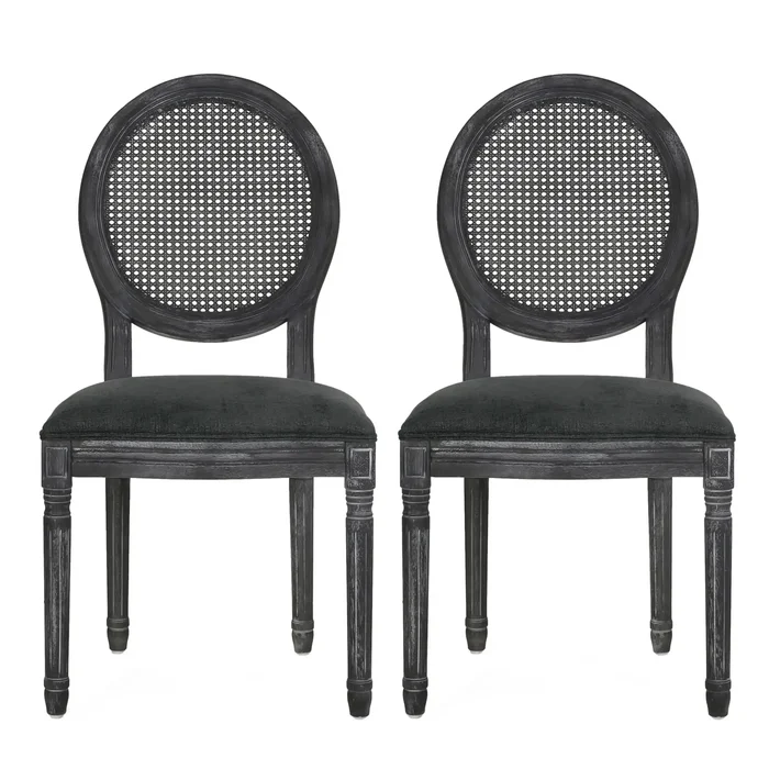 French Country Dining Chair With Cane Backrest (Set of 2)