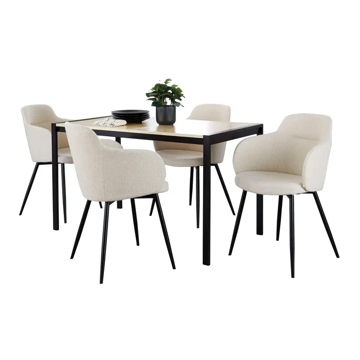 Fuji Boyne – 5 Piece Contemporary Dining Set – Black / Natural / Cream