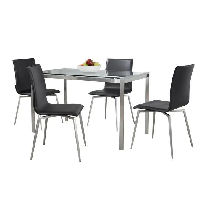 Fuji Mason – Upholstered Swivel Contemporary Dining Set Dining Set, Glass, 5 Piece