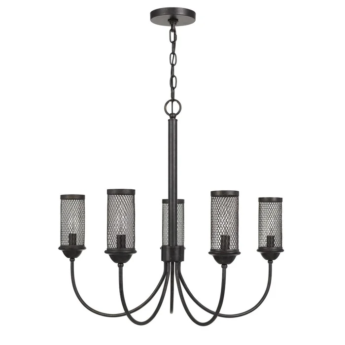Fulton Metal Chandelier With Mesh Metal Shade By Cal Lighting – Textured Bronze