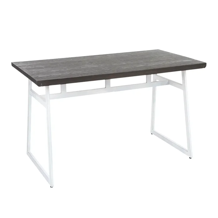 Geo – Industrial Dining Table – Vintage White / Espresso