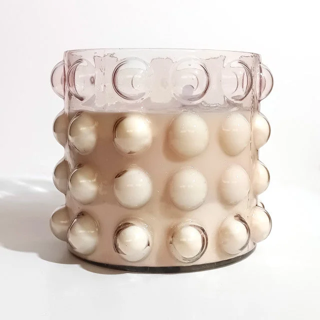 Glass, 9″ 102 Oz Bubble Candle, Pink