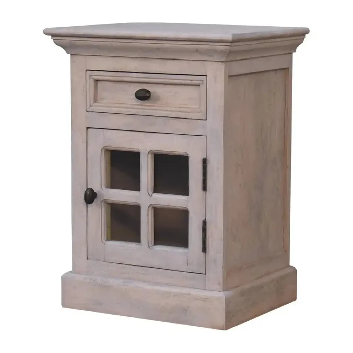 Glazed Bedside Table – Stone White