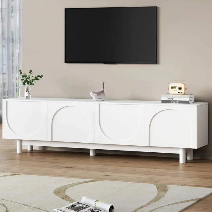 Gracey Modern TV Stand Arch Cabinets – White
