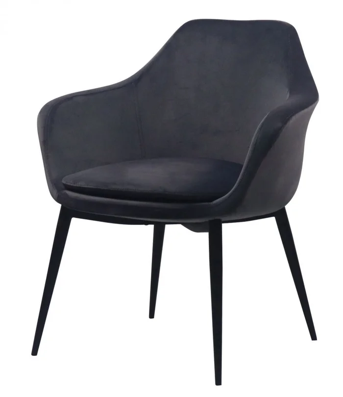 Gray Black Velvet Dining Chair By Homeroots