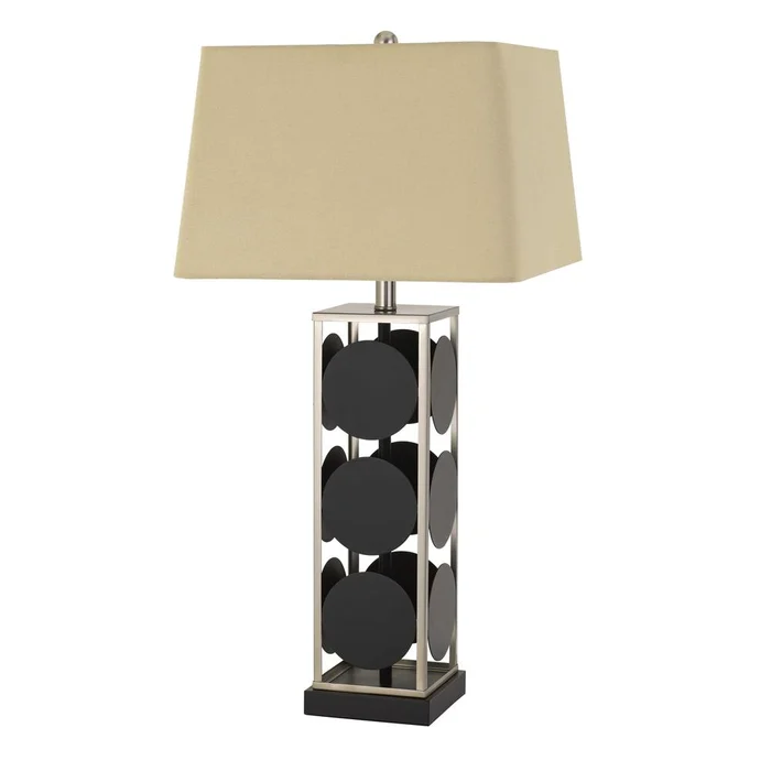 Hanson Metal Table Lamp With Square Fabric Shade By Cal Lighting – Black/Antique Silver