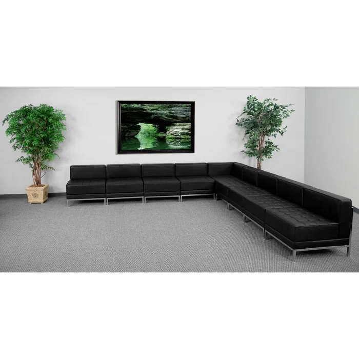 Hercules Imagination Series Black Leathersoft Sectional Configuration, 9 Pieces By Flash Furniture – Black