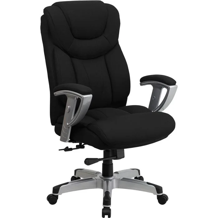 Hercules Series Big & Tall 400 Lb. Rated Black Fabric Executive Ergonomic Office Chair With Silver Adjustable Arms By Flash Furniture – Black Fabric