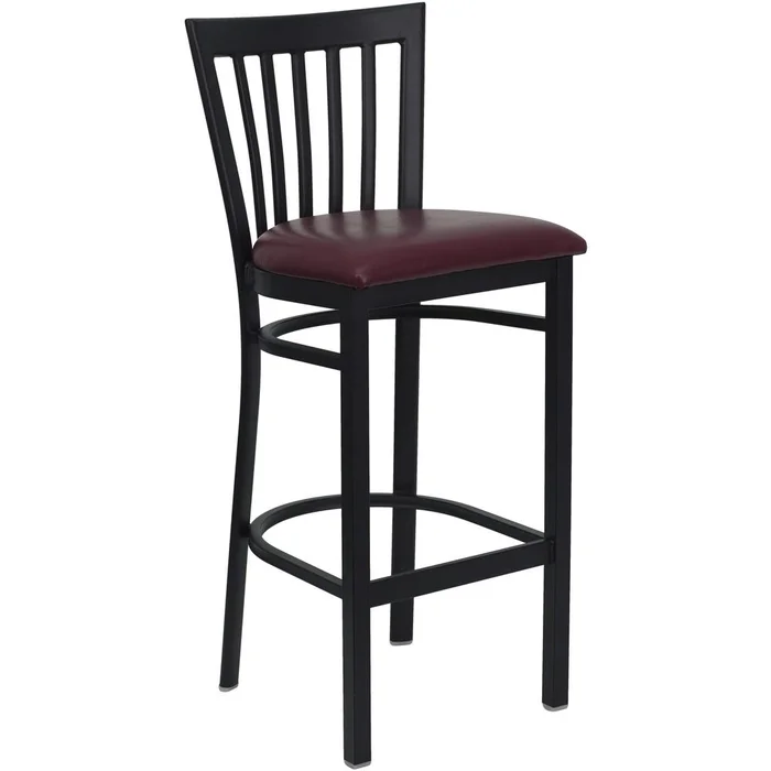 Hercules Series Black School House Back Metal Restaurant Barstool – Burgundy Vinyl Seat By Flash Furniture – Burgundy Vinyl Seat , Black Metal Frame