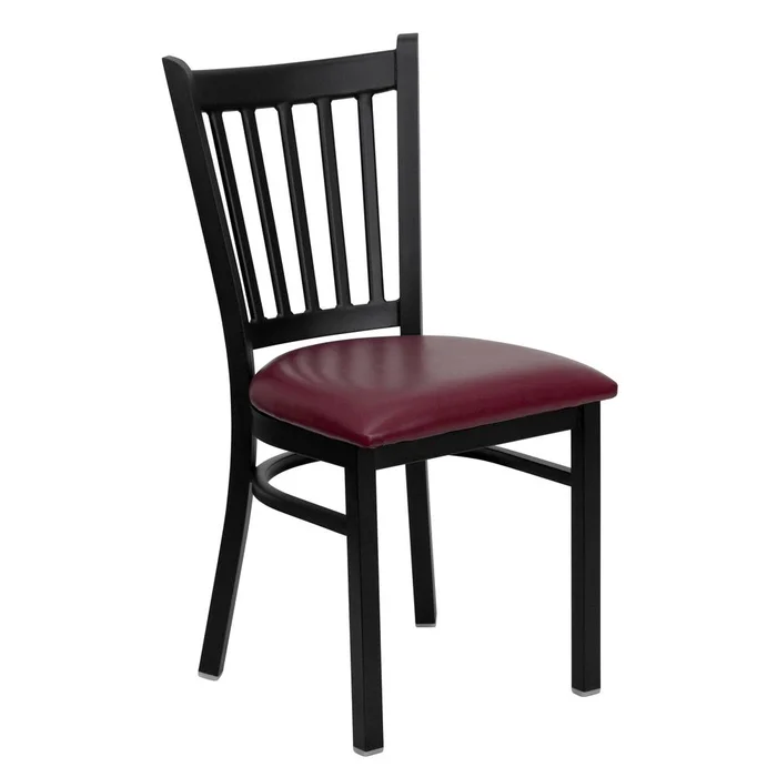 Hercules Series Black Vertical Back Metal Restaurant Chair – Burgundy Vinyl Seat By Flash Furniture – Burgundy Vinyl Seat , Black Metal Frame